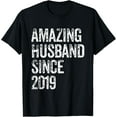 thumbnail image 1 of Amazing Husband Since 2019 5 Year Wedding Anniversary T-ShirtMen's and women's gift, black and white T-shirt, size: Extra large S-4XL, 1 of 4