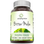 Amazing India Bitter Melon 500 mg Per Serving 120 Veggie Capsules Supplement | Non-GMO | Gluten Free | Made in USA