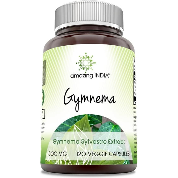 Amazing India Gymnema 500 Mg Per Serving 120 Veggie Capsules Supplement | Non-GMO | Gluten Free | Made in USA