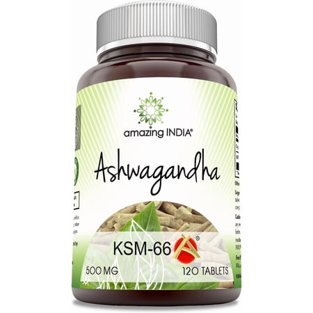 Amazing India KSM 66 Ashwagandha 500mg 120 Tablets Supplement | Non-GMO | Gluten Free | Made in USA