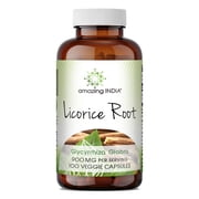 Amazing India Licorice Root 900 mg Per Serving 100 Veggie Capsules Supplement | Non-GMO | Gluten Free | Ideal for Vegetarians
