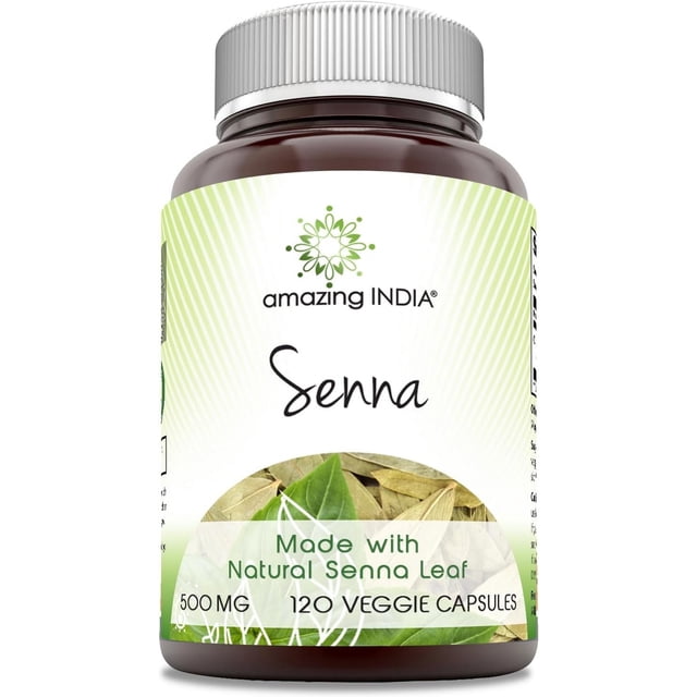 Amazing India Natural Senna 500 mg Per Serving 120 Veggie Capsules ...