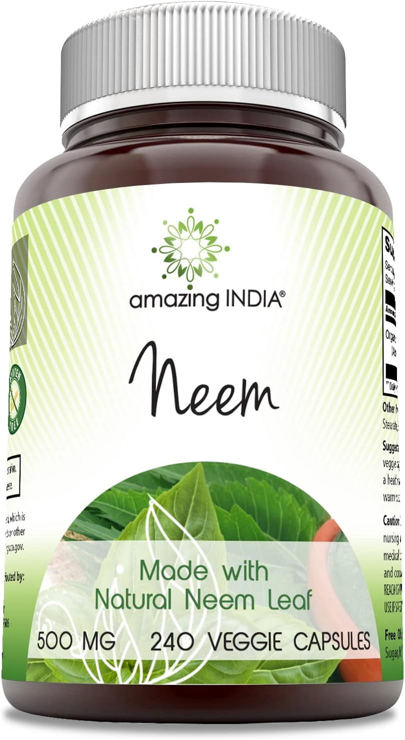 Amazing Neem Amazing India Neem 500 Mg Per Serving 240 Veggie Capsules Supplement ...
