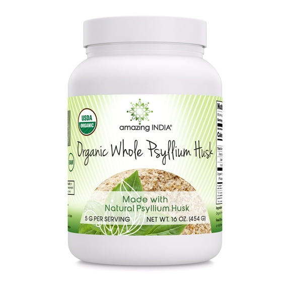 Amazing India Organic Whole Husk Psyllium - 16 Oz
