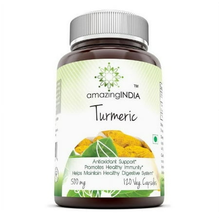 Amazing India Turmeric 500 Mg Per Serving 120 Veggie Capsules Supplement