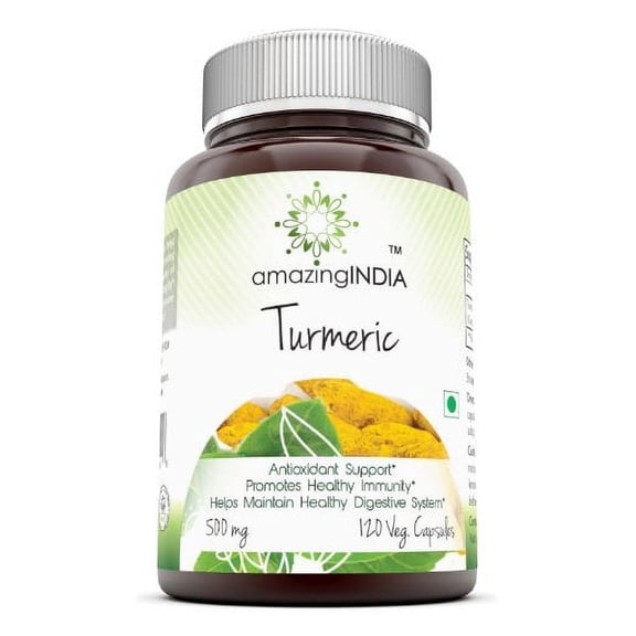 Amazing India Turmeric 500 Mg Per Serving 120 Veggie Capsules Supplement