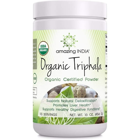 Amazing India USDA Certified Organic Triphala 16oz Powder Supplement