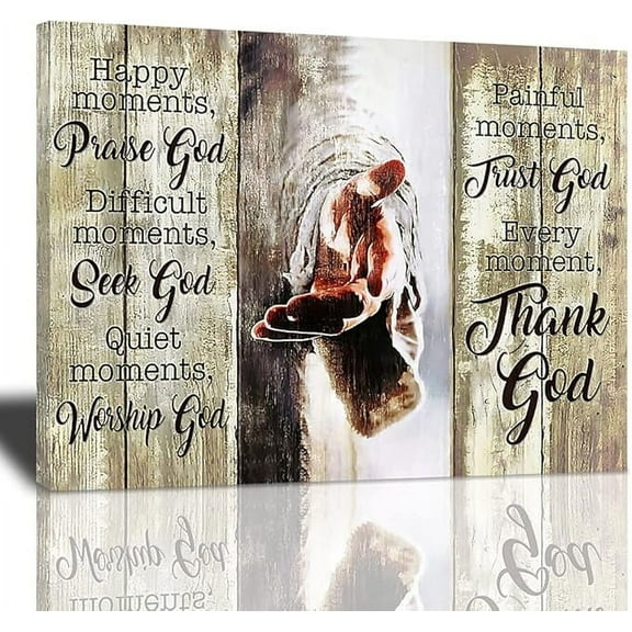 Amazing Jesus Poster Christian Religious Canvas Wall Art Every Moment Thank God Painting Christ Pictures Prints Hand of God Artwork Motivational Quotes Wall Decor Poster