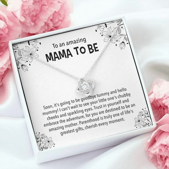 To An Amazing Mama To Be, New Mom Gift, New Mommy Necklace, Mom To Be Gift, First Time Mom Gift, New Mom Jewelry, First Mother's Day Gift, White Love Knot Necklace