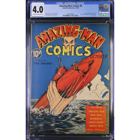 Amazing-Man Comics #6 CGC VG 4.0 Cream To Off White Comic Book