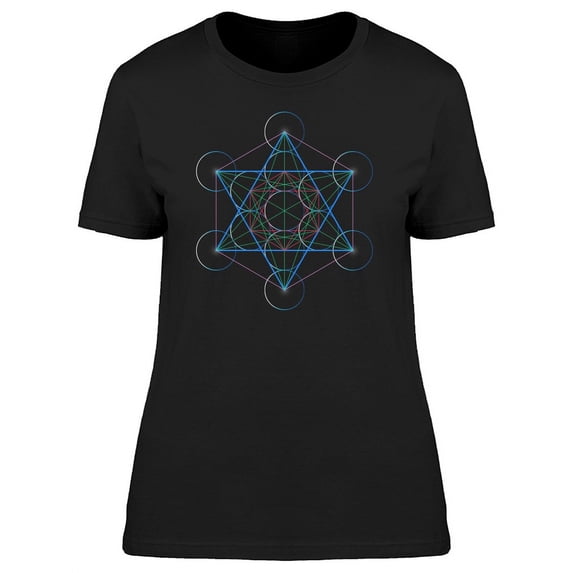 Amazing Metatron Cube Geometry T-Shirt Women -Image by Shutterstock, Female Medium