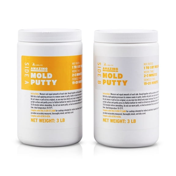 Alumilite Amazing Mold Putty Kit, 6 lb, Fast-Setting Moldable Silicone Putty for Resin Casting, Food-Safe Silicone Mold Making Kit, 1:1 Mix, DIY Beginner-Friendly for Baking, and Soap Molds