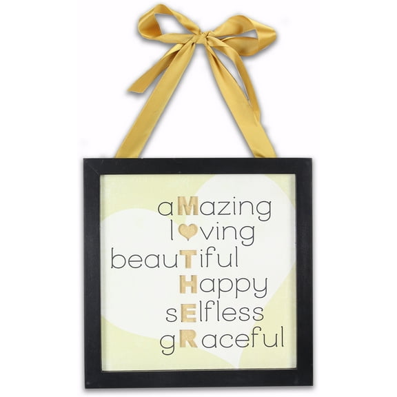 Amazing Mom Hanging Framed Sign with Gold Ribbon Accent