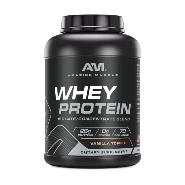Amazing Muscle Whey Protein (Isolate & Concentrate) 5 Lbs Powder