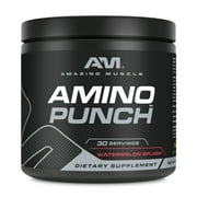 Amazing Muscle Amino Punch 5500 Mg Per Serving of Amino Acids Watermelon Splash Flavor Supplement | 30 Servings Per Bottle | Non-GMO | Gluten Free | Made in USA