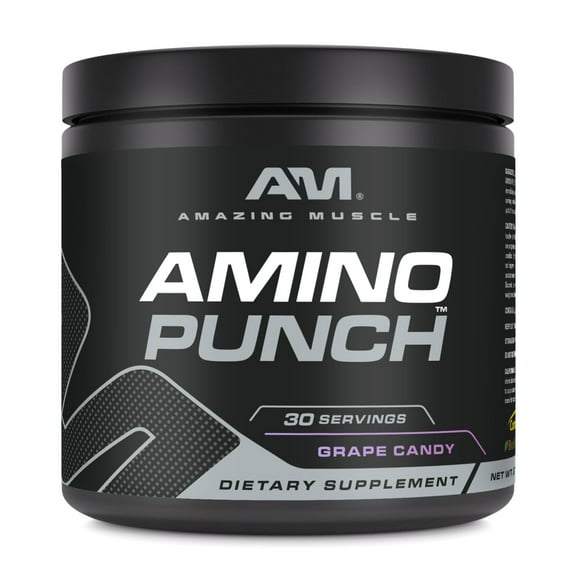 Amazing Muscle Amino Punch 5500 Mg Per Serving of Amino Acids Grape Candy Flavor Supplement | 30 Servings | Non-GMO | Gluten Free | Made in USA