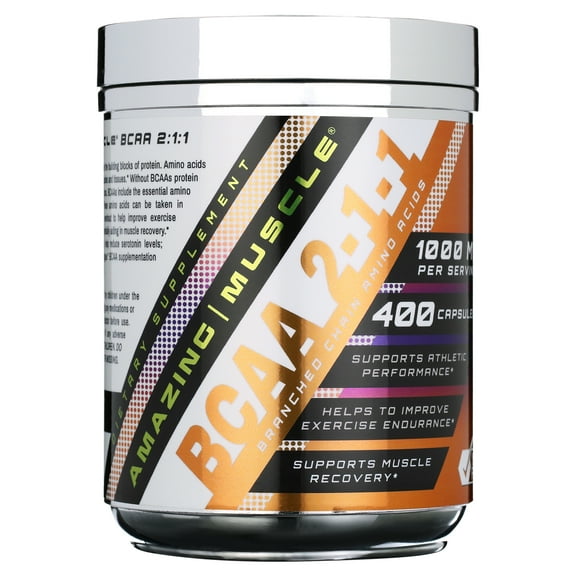 Amazing Muscle BCAA 2:1:1 1000 Mg Per Serving 400 Capsules