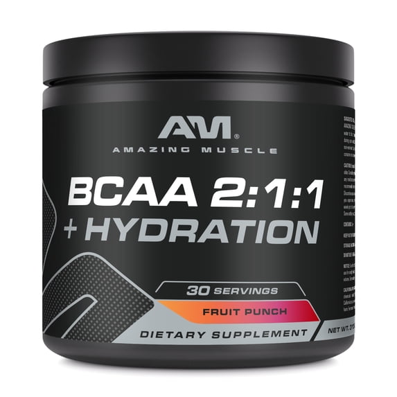 Amazing Muscle BCAA 2:1:1 315 Grams Powder Natural Fruit Punch Flavor ...