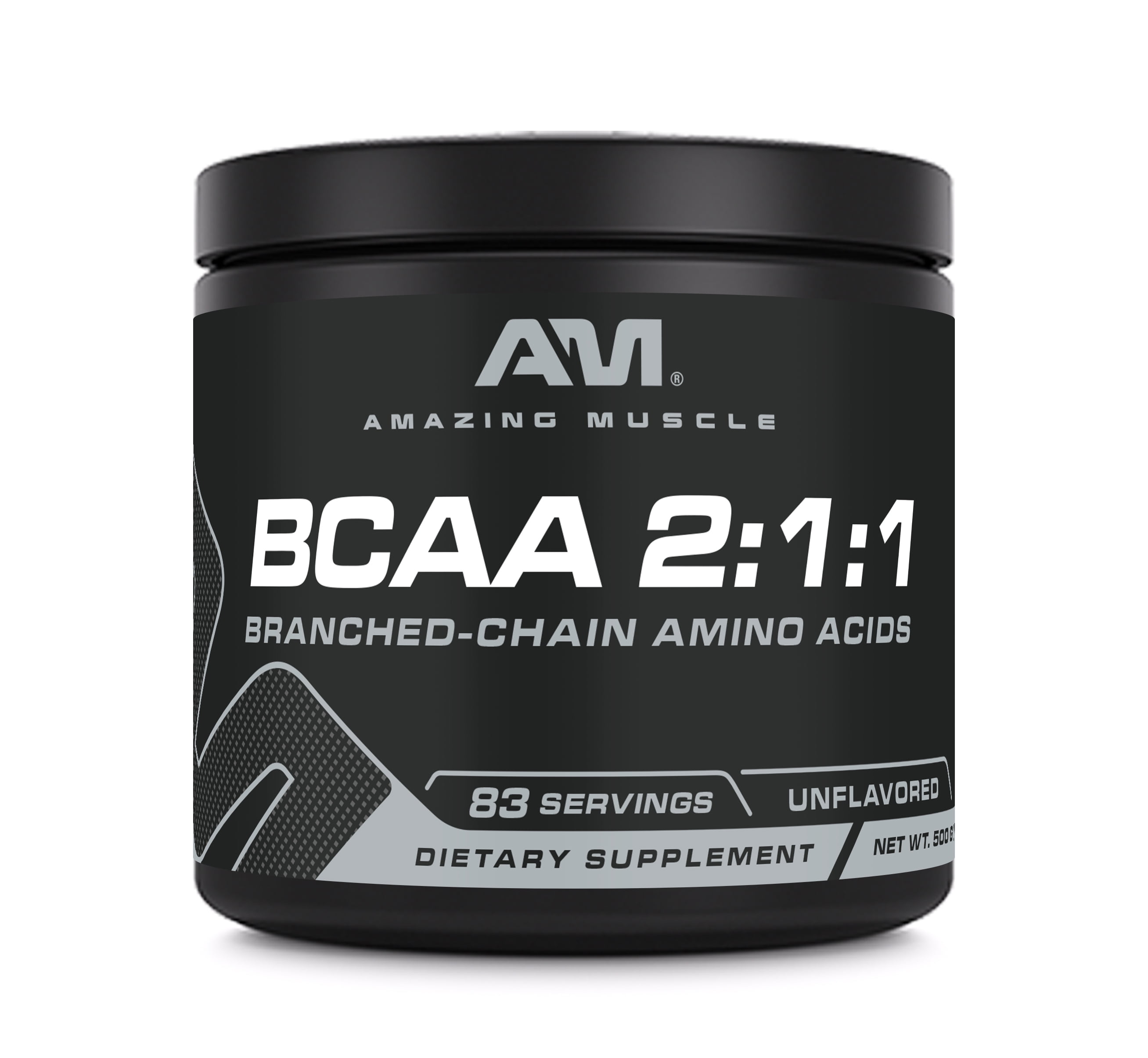 Amazing Muscle BCAA 2:1:1 Powder 500 Mg Per Serving Supplements | 83 Servings | 6 Grams Per Serving | 1.1 Lb Unflavored Supplement | Made in USA