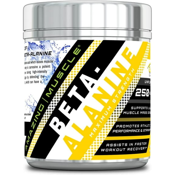 Amazing Muscle Beta Alanine 2000mg Per Serving 1 Lb Powder Supplement | 250 Serving | Non-GMO | Gluten Free | Made in USA