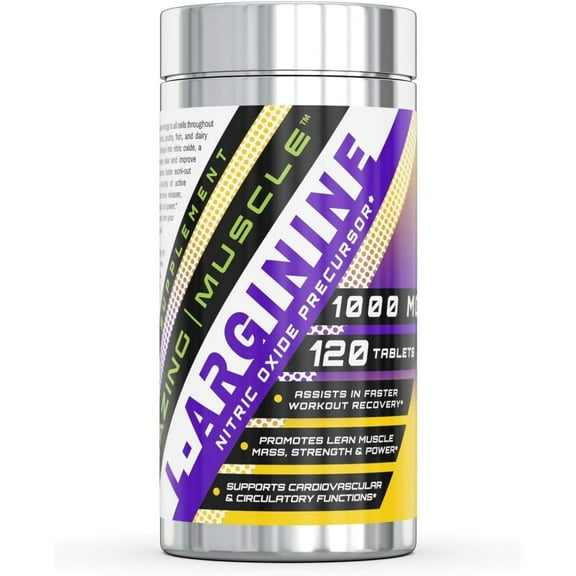 Amazing Muscle L-Arginine 1000mg Per Serving 120 Tablets Supplement | Best Amino Acid Supplement for Women & Men | Non-GMO | Gluten Free | Made in USA