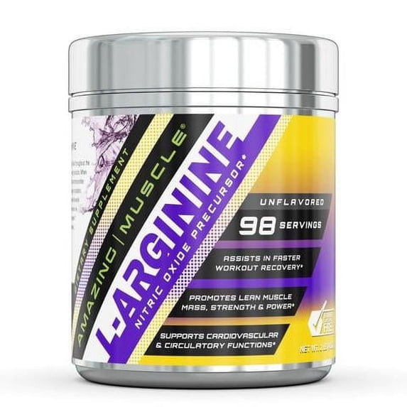 Amazing Muscle L-Arginine 4600mg Per Serving 1Lbs Supplement | Amino Acid Supplement for Men & Women | Non-GMO | Gluten Free |