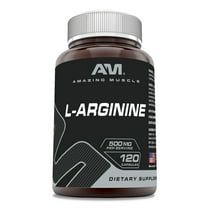 Amazing Muscle L-Arginine 500 Mg Per Serving 120 Capsules Supplement | Essential Amino Acid | Non-GMO | Gluten Free | Made in USA