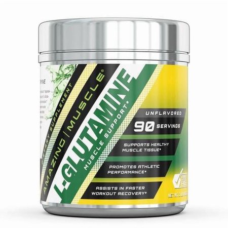 Amazing Muscle L-Glutamine 1 Lb Powder Supplement | 5000 Grams | Unflavored | Amino Acid Supplement | Non-GMO | Gluten Free |