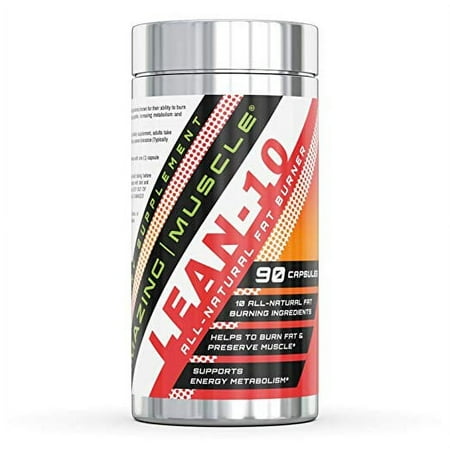 Amazing Muscle Lean 10 - 90 Capsules Supplement | Blend of Green Tea Ext, Grapeseed Ext, Cayenne Pepper, Glucomannan, Chromium & more | 30 Serving Per Bottle | Non-GMO | Gluten Free | Made in USA