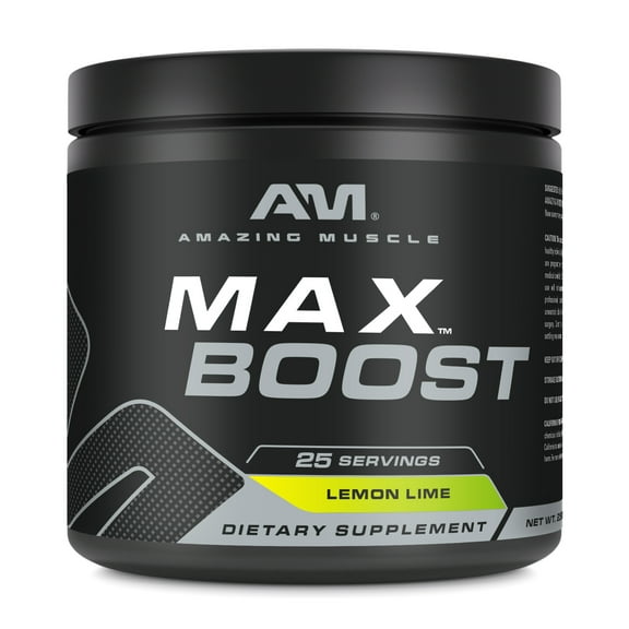 Amazing Muscle Max Boost- Advanced Pre-Workout | Lemon Lime Flavor | Formula Power Pack with 3000mg of Creatine, 2000mg of Beta Alanine, 500mg of Taurine, 75mg Caffeine, B3, B6, B12 & More