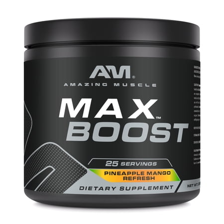 Amazing Muscle Max Boost- Advanced Pre-Workout | Pineapple Mango Flavor | Formula Power Pack with 3000mg of Creatine, 2000mg of Beta Alanine, 500mg of Taurine, 75mg Caffeine, B3, B6,B12 & More