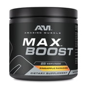 Amazing Muscle Max Boost- Advanced Pre-Workout | Pineapple Paradise Flavor | Formula Power Pack with 3000mg of Creatine, 2000mg of Beta Alanine, 500mg of Taurine, 75mg Caffeine, B3, B6, B12 & More