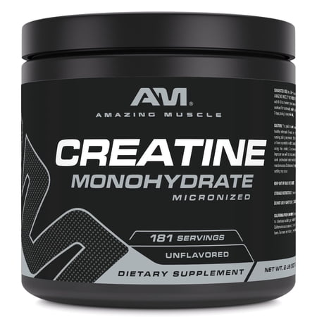 Amazing Muscle Micronized Creatine Monohydrate Unflavored Powder Supplement | 181 Servings | 5000 mg Per Serving | 2Lbs (907 Grams) | Ideal Pre & Post Workout Supplement