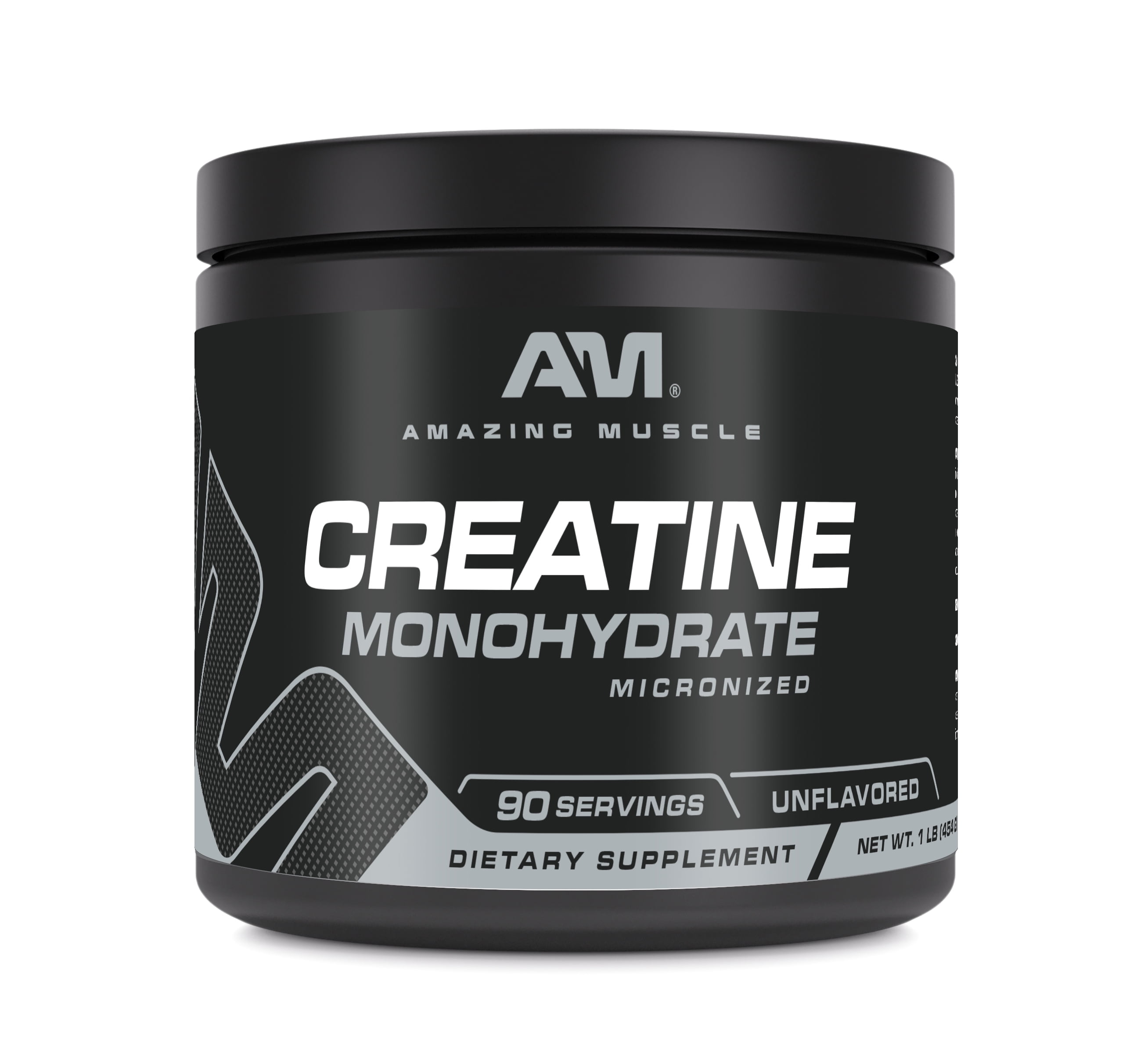 Amazing Muscle Micronized Creatine Monohydrate Unflavored Powder Supplement | 90 Servings | 5000 mg Per Serving | 1 Lb (453.5 Grams) | Ideal Pre & Post Workout Supplement | Made in USA