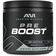 Amazing Muscle Pre Boost 324 Grams Powder Grape Candy Flavor Supplement | 30 Servings | Pre Workout Supplement | Made in USA