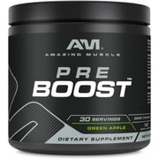 Amazing Muscle Pre Boost 324 Grams Powder Natural Green Apple Flavor Supplement | 30 Servings | Pre Workout Supplement | Natural Green Apple Flavor | Made in USA