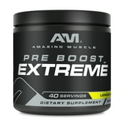 Amazing Muscle Pre Boost Extreme 580 Grams Powder Natural Lemon Lime Flavor Supplement | 40 Servings | Pre Workout Supplement | Natural Lemon Lime Flavor | Made in USA