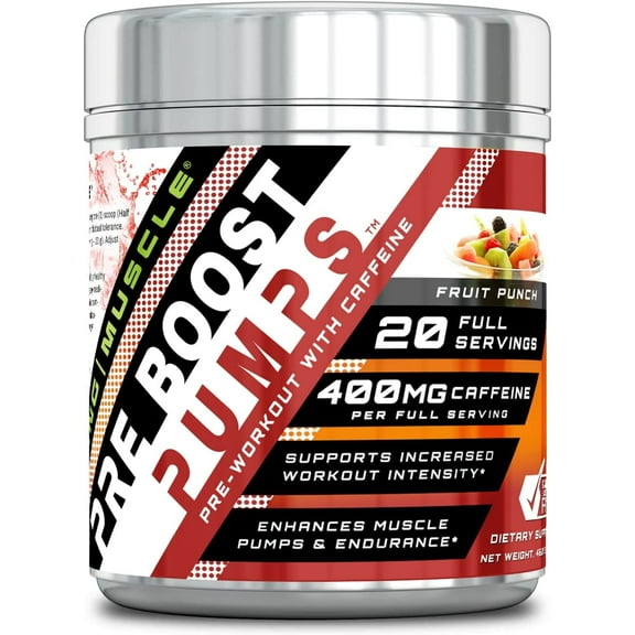 Amazing Muscle Pre Boost Pumps 20 Servings Fruit Punch Flavor Supplement