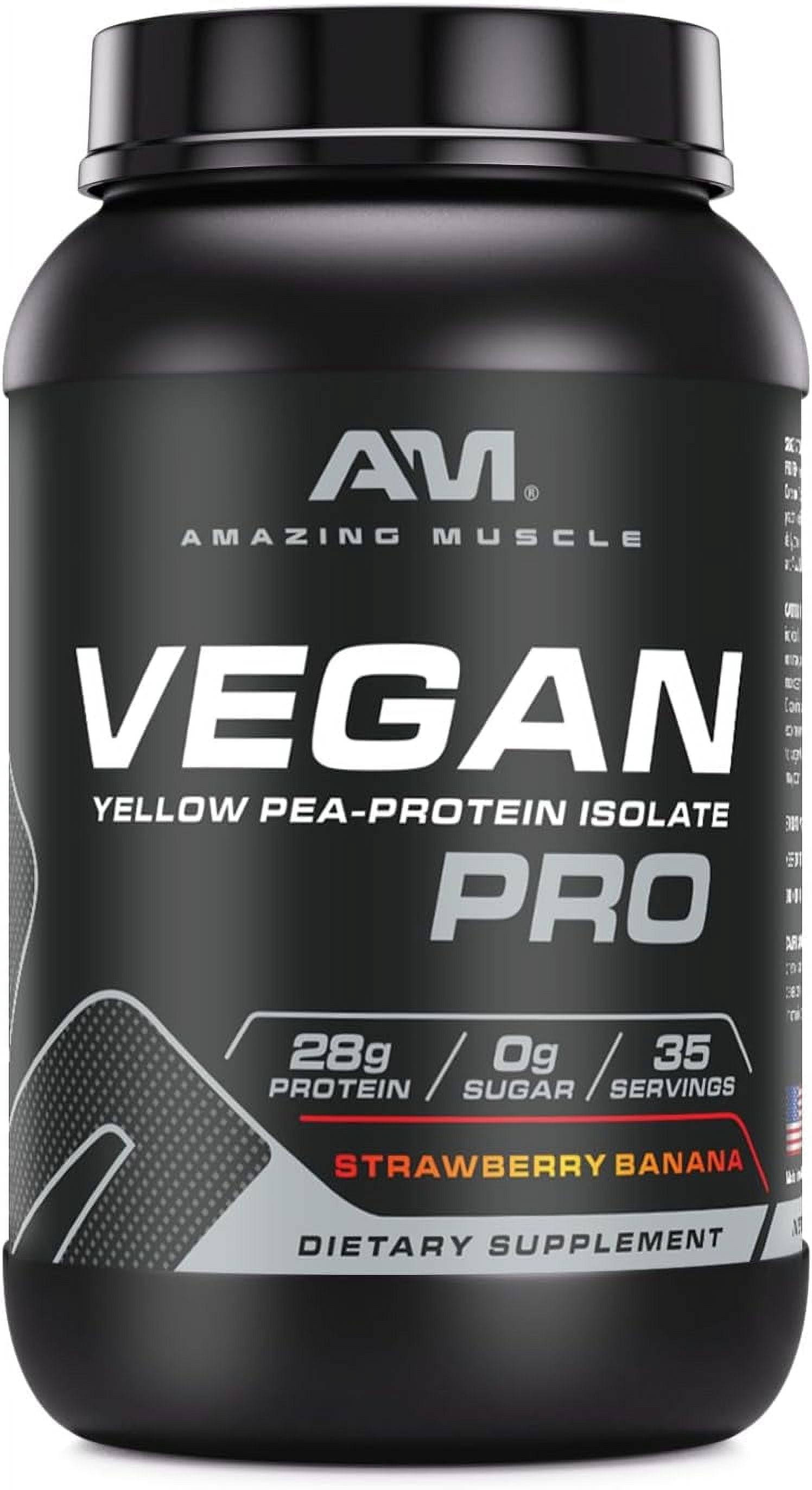 Amazing Muscle Vegan Protein Powder 3Lbs Strawberry Banana Flavor ...