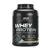 Amazing Muscle Whey Protein (Isolate & Concentrate) 5 Lbs Powder Supplement | Butterscotch Flavor | 71 Serving | Non-GMO | Gluten-Free | Made in USA