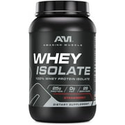 Amazing Muscle Whey Protein Isolate Powder 2Lbs Strawberry Flavor | 25 Grams Protein Per Serving | 29 Servings Supplement | 100% Whey Isolate | Made in USA