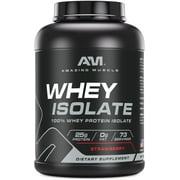Amazing Muscle Whey Protein Isolate Powder 5 Lbs Strawberry Flavor | 25 Grams Protein Per Serving | 73 Servings Supplement | 100% Whey Isolate | Made in USA