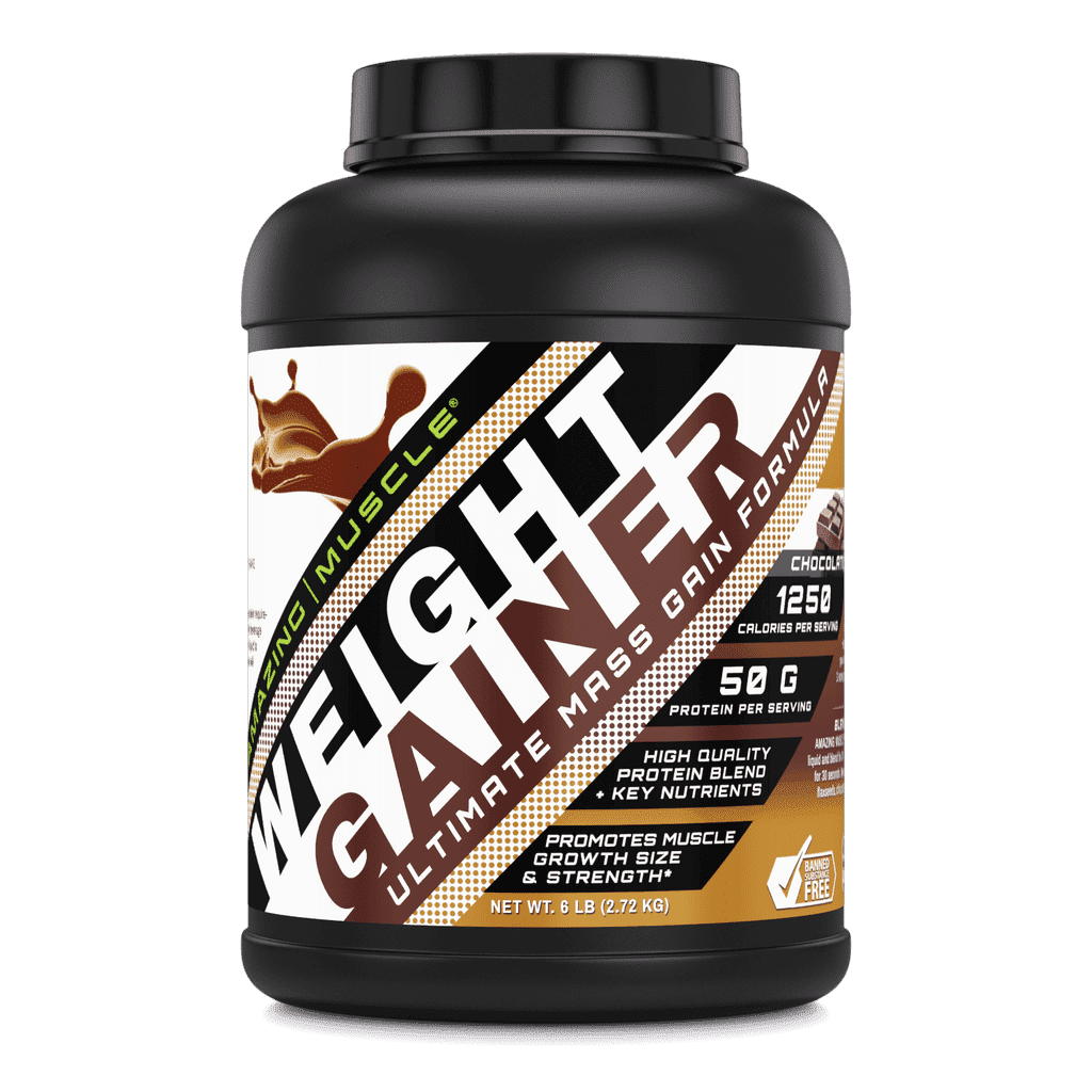 Amazing Muscle Whey Protein Gainer Chocolate Flavor 6 Lbs Supplement | Non-GMO | Gluten Free | Made in USA