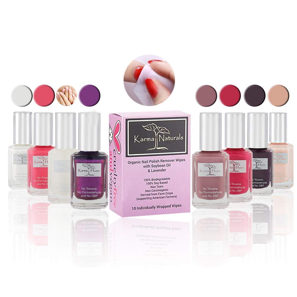 Amazing Nail Polish Dream Nails - Natural Nail Polish Base Coat Set – Natural Nail Polish Remover Wipes - NonToxic Nail Art | Vegan and Cruelty-Free Nail Paint (Pack of 9)