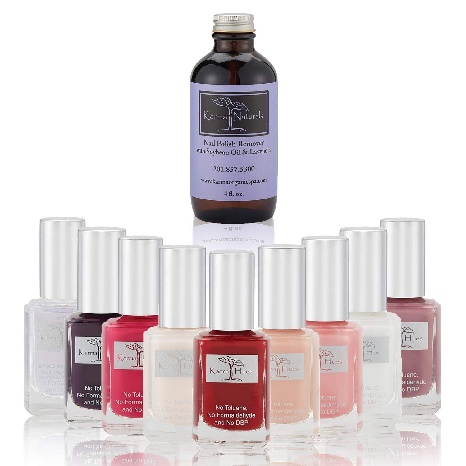 Amazing Nail Polish Karma’s Splash - Natural Nail Polish Base Coat Set – Lavender Nail Polish Remover - NonToxic Nail Art | Vegan and Cruelty-Free Nail Paint (Pack of 10)
