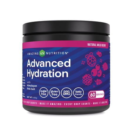 Amazing Nutrition Advanced Hydration, Electrolyte Powder 60 Servings | Natural Wild Berry | Packed with Essential Minerals | Sugar-Free | Keto Friendly | Non-GMO | Gluten-Free