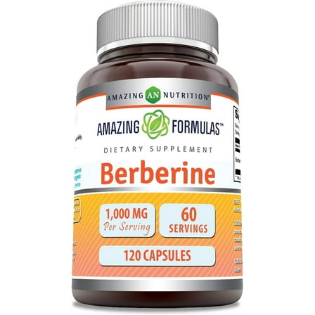 Amazing Formulas Berberine 1000mg Per Serving 120 Capsules Supplement | Non GMO | Gluten Free | Made in USA