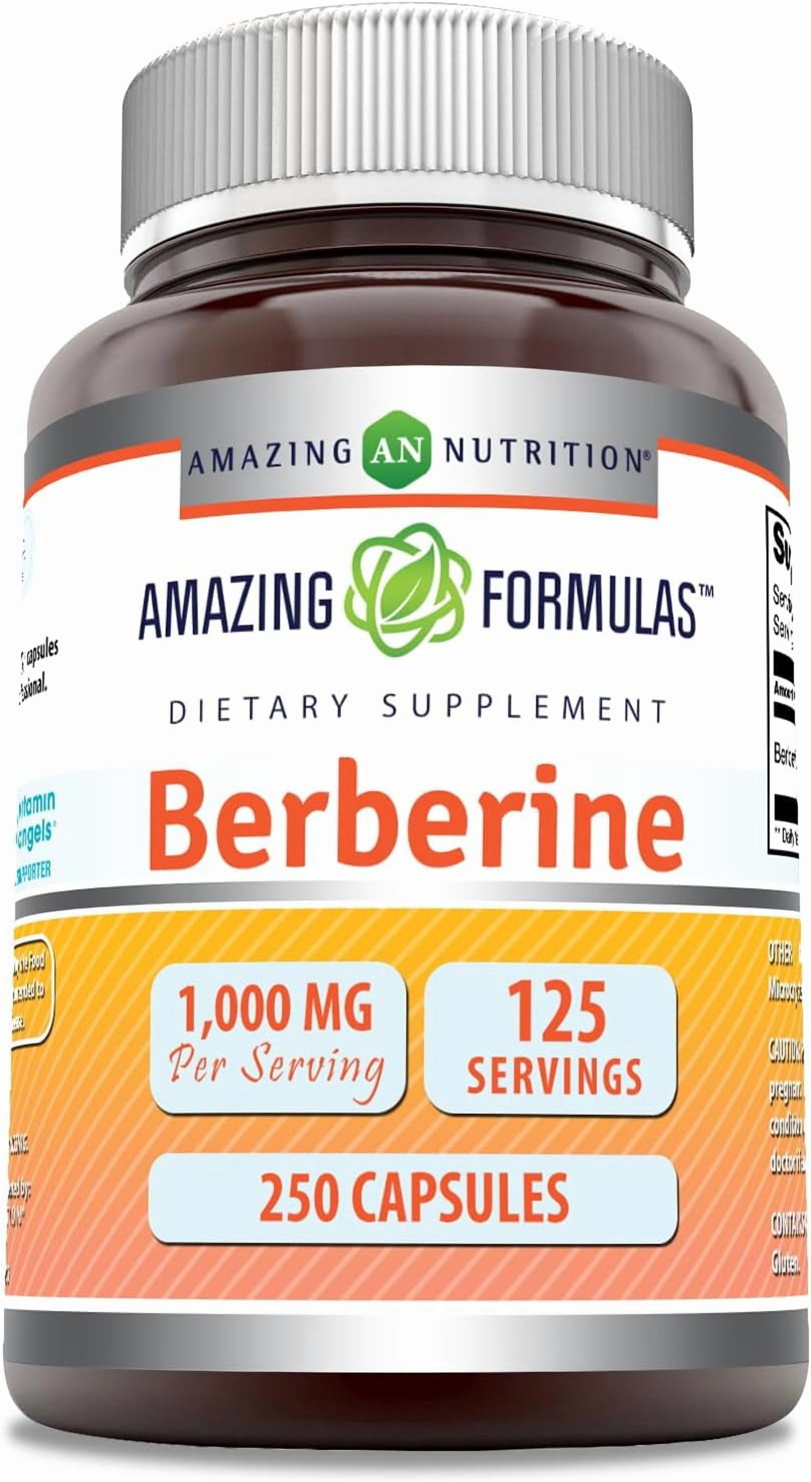 Amazing Formulas Berberine 1000mg Per Serving 250 Capsules Supplement | Non GMO | Gluten Free | Made in USA