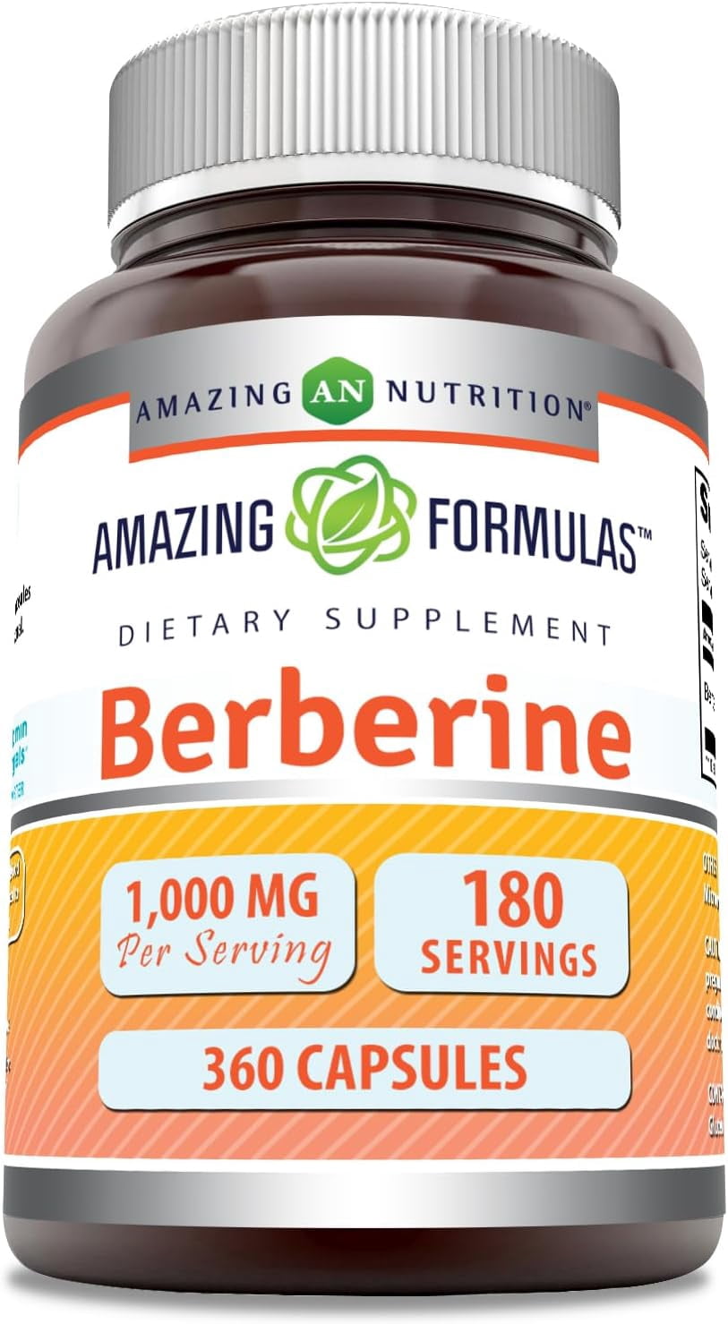 Amazing Formulas Berberine 1000mg Per Serving 360 Capsules Supplement | Non GMO | Gluten Free | Made in USA