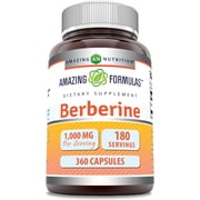Amazing Formulas Berberine 1000mg Per Serving 360 Capsules Supplement | Non GMO | Gluten Free | Made in USA